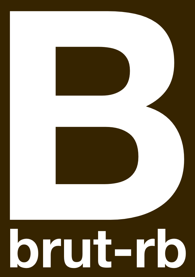 A brown rectangle with a large capital 'B'. Underneathe is 'brut'