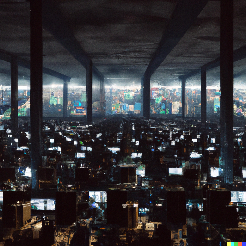 Picture of tons and tons of people at computer terminals